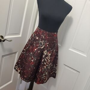 NWT LAVIA 100% Silk Abstract  Print Fit & Flare Skirt Size 40=US XS, Retail $468